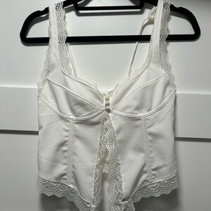 White Lace Trim Corset Top